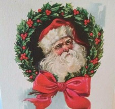 Santa Claus Inside Wreath Christmas Postcard 511 K Parrot Logo Unused Antique - £25.67 GBP