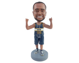 Custom Bobblehead nice guy making a cool sign with both hands in the air, wearin - £69.98 GBP