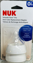 2-Pack NUK Smooth Flow Pro 0+m Nipples Anti-Colic Silicon Nipple + Collar - £21.59 GBP