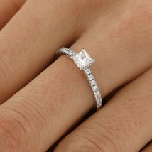 2Ct Princess Cut Real Moissanite Solitaire Engagement Ring 14K White Gold Plated - £72.16 GBP