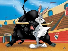 Warner Bros. &quot;BULLY FOR BUGS&quot; Bugs Bunny &amp; Bull Toro Animation Giclee Gift - £197.84 GBP