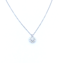 Women&#39;s Cable Chain Necklace Solid 18k White Gold Halo Pendant Round Diamonds - £471.85 GBP