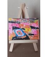 ACEO Original Abstract Acrylic Painting Collage Signed Collectible Handm... - $11.34