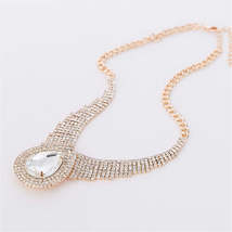 Crystal &amp; Cubic Zirconia Layer Drop Statement Necklace - £11.96 GBP