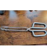 Vintage Light Blue Rubber Handle 10&quot; Stainless Steel Tongs - Made in Taiwan - €7,63 EUR