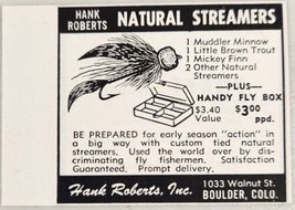 1962 Print Ad Hank Roberts Natural Streamers Fly Fishing Lures Boulder,CO - £5.49 GBP