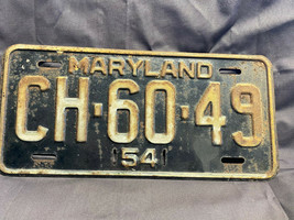 Vtg Collectible 1954 (CH:60:49) Maryland Vehicle Automobile License Plate - £39.78 GBP