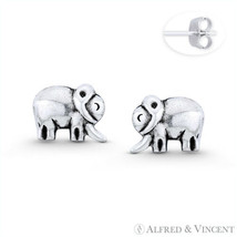 Elephant Animal Wildlife Charm Stud Earrings 8x10mm Studs in 925 Sterling Silver - £10.54 GBP