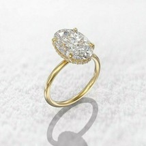 4CT Oval LC Moissanite Solitaire Engagement Ring 14k Yellow Gold Plated - £189.95 GBP