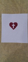 Completed Religious Cross Heart Finished Cross Stitch Diy Crafting - $5.99