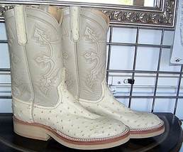 Anderson Bean Winter White Full Quill Ostrich Cowboy Boots 6 B Ladies 7 ... - $425.00