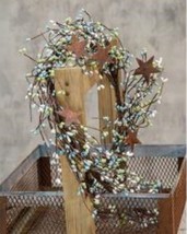 Pip Berry Garland With Stars, Sea Breeze Mix, 40&quot;, Primitive Home Decor - $18.50