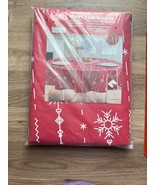 Holiday Vinyl Tablecloth 70 in Round Red Flannel Back New in Package - $132.85 MXN