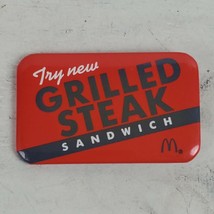 Vintage McDonald&#39;s Grilled Steak Sandwich Pinback Button 2.75&quot; Advertising - $9.39