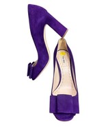 Miu Miu PRADA Violet Suede Peep Toe w/Bow Pumps Shoes Size 38.5 IT / 8.5 US - $2,744.78 MXN