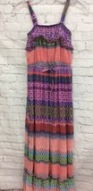Speechless Womens Sheath Dress Multicolor Geometric Maxi Ruffle Drawstri... - £12.07 GBP