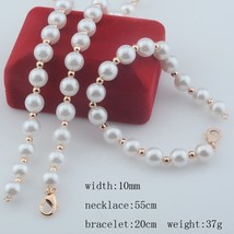 Big 8mm 10mm Women Ladies Set Jewelry 585 Rose Gold Color Simulated  Necklace Br - £18.78 GBP