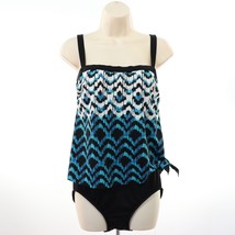 Rose Marie Reid Women&#39;s Swimsuit 10 One Piece Blue Black Tiered Removabl... - $28.49