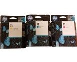 Genuine HP 11 Ink Cyan C4836A Magenta C4837A Yellow C4838A Set Exp. 08/12 - £16.26 GBP