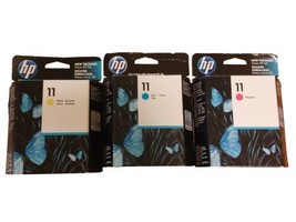 Genuine HP 11 Ink Cyan C4836A Magenta C4837A Yellow C4838A Set Exp. 08/12 - £16.17 GBP