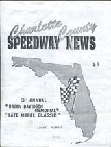 Charlotte County Speedway 1992-3rd Brian Davidson Memorial race program--VG - £22.89 GBP