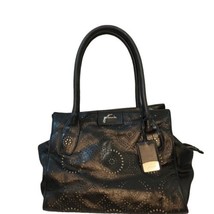 Petunia Pickle Bottom Handbags Black Leather Transatlantic Tote Purse Obsidian  - £46.71 GBP
