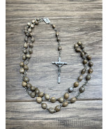 Brown Beaded Inri Silver Tone Rosary Catholic Religious Cross Crucifix K... - $190.59 MXN