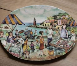 Effetti D,Arte Oval Salad Plat Fish Market Scene Made In Italy 8&quot;X6&quot; - £15.26 GBP