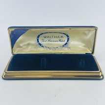 Waltham Blue Velvet Gold Tone Trim Watch Box VTG Presentation Case - £74.67 GBP