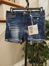 Wax Jeans Women Blue Denim Cotton Mid Rise Pull on Casual Jean Short Siz... - £21.50 GBP