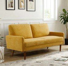 Mustard Yellow Velvet Sofa: Modern &amp; Vintage Chic - $259.99
