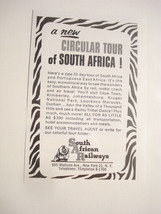 1957 Railroad Ad South African Railways A New Circular Tour of South Africa - $7.99