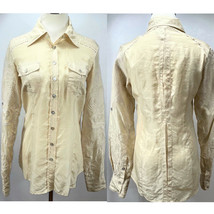 Vintage DA-NANG Silk Embroidered Ivory Button Up Top Size XS - £27.25 GBP