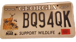LICENSE PLATE GEORGIA  DEER SUPPORT WILDLIFE 2007 used expired graphic GA - $15.00