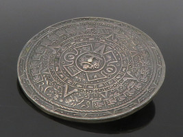 MEXICO 925 Sterling Silver - Vintage Mayan Aztec Sun Calendar Brooch Pin- BP5848 - £68.10 GBP