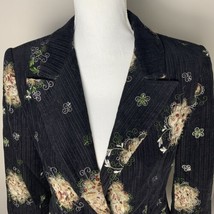 Boho Chic Jacket Blazer Patchwork Applique Embroidery Jacquard Black Flo... - $20.19
