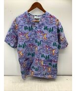 Disney Eeyore Tigger Piglet Gray Medical Scrub Top Size Medium - $12.99