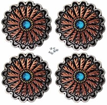 Concho  1-1/4&quot; Set of 4 Floral Engraved  Tack Belt Bag Jewelry Conchos 4... - $24.74