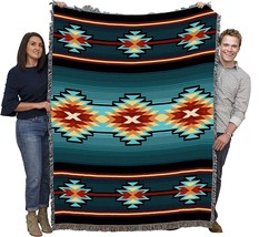 Aydin Turquoise Blanket - Southwest Native American Inspired - Gift, 72x54 - £72.73 GBP