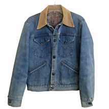 70s Maverick Blanket Lined Denim Jacket Mens Size S  40&quot; VTG Trucker Chore Coat - $49.99