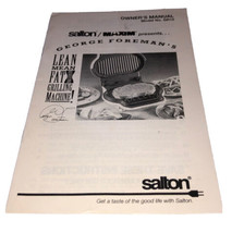 Salton Maxim George Foreman’s Model No. GR-10 Owners Manual - $3.87