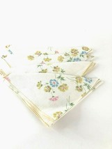 4 Cloth Napkins Off White Floral 15&quot; x 14&quot; Vintage Spring - £16.73 GBP