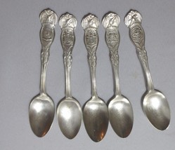 Vtg Wm Rogers Silver Plate State Seal 5 Spoons Ca., Tx, Ny, Nj, Ny Estate - £19.98 GBP