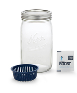 Kerr Humidity Control Jar, 1 Quart (32oz) Wide Mouth Mason Jar, Lid, Hol... - £11.69 GBP