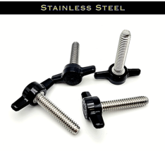 1/4&quot;-20 x 1 1/4&quot; Thumb Screw T Bolts with Black Butterfly Tee Wing Knob ... - £8.97 GBP