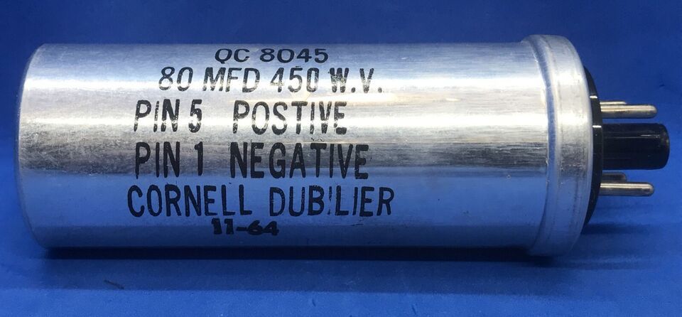Capacitor QC8045 80 MFD 450 WV PIN 5 Cornell Dubilier BZ - $14.99