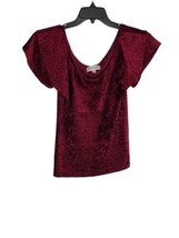 Knox Rose Womens Shirt Adult Size Medium Maroon Ribbed Short Sleeve Blouse - £18.47 GBP