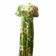 Hawaiian 1960s Long Casual Floral Dress Sz 12  by Hukilau Fashions Honolulu - £82.48 GBP