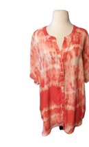  Faded glory Women&#39;s orange tie dye button short sleeve 18W/20W Vacation  - €11,17 EUR