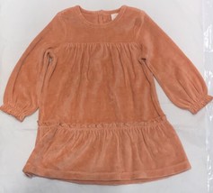 NWT Baby Girls Long Sleeves Dress Velvet Fleece in Peach Pastel Orange 12 Months - £11.85 GBP